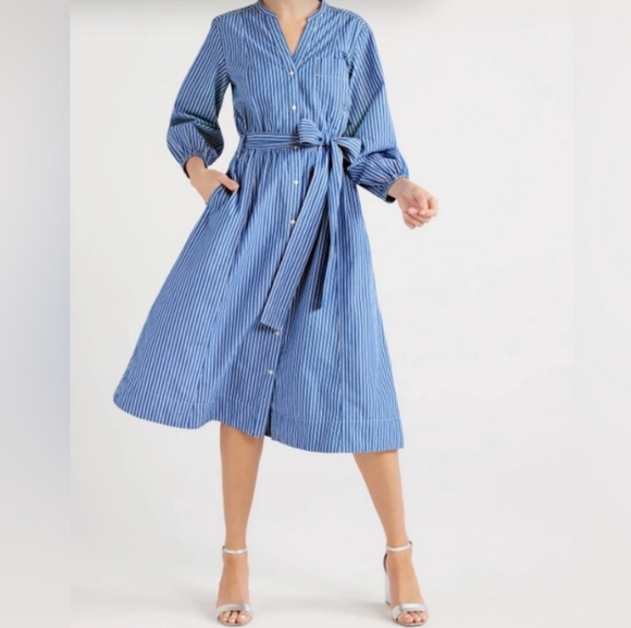 Free Assembly Dresses & Skirts - Free Assembly blue white stripe midi dress